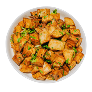 Lemon Cilantro Roasted Potatoes in a white bowl