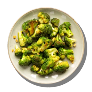Garlic Broccoli at Aladdin Mediterranean Cuisine—crunchy florets sautéed with lemon, garlic, and olive oil